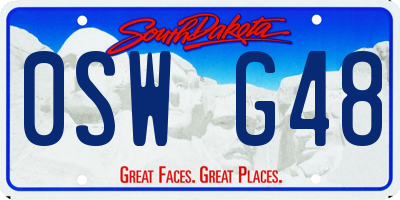 SD license plate 0SWG48