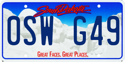 SD license plate 0SWG49