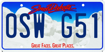 SD license plate 0SWG51
