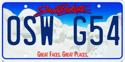 SD license plate 0SWG54