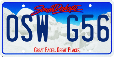 SD license plate 0SWG56