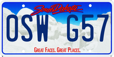 SD license plate 0SWG57