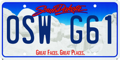 SD license plate 0SWG61