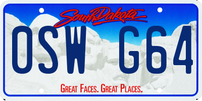 SD license plate 0SWG64