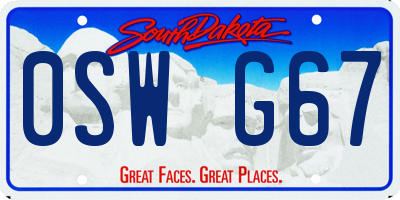 SD license plate 0SWG67