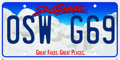SD license plate 0SWG69