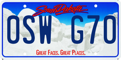 SD license plate 0SWG70