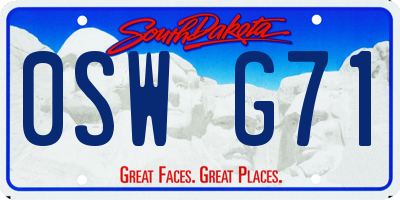 SD license plate 0SWG71