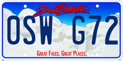 SD license plate 0SWG72