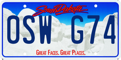 SD license plate 0SWG74