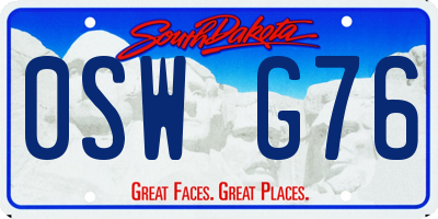 SD license plate 0SWG76