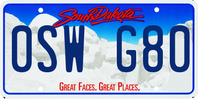 SD license plate 0SWG80