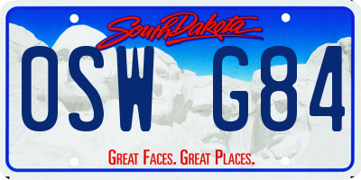 SD license plate 0SWG84