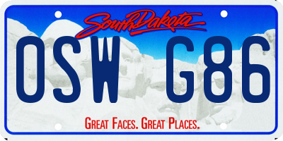 SD license plate 0SWG86