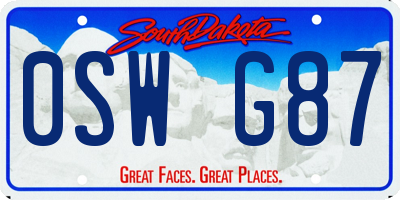 SD license plate 0SWG87