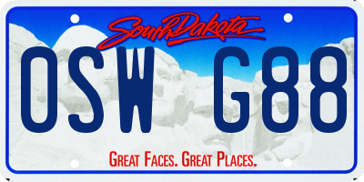 SD license plate 0SWG88