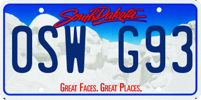 SD license plate 0SWG93