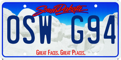 SD license plate 0SWG94