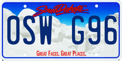 SD license plate 0SWG96