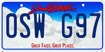 SD license plate 0SWG97