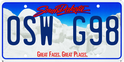SD license plate 0SWG98