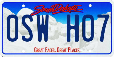 SD license plate 0SWH07