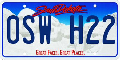 SD license plate 0SWH22