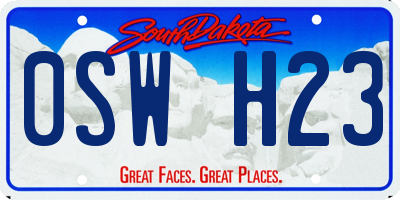 SD license plate 0SWH23