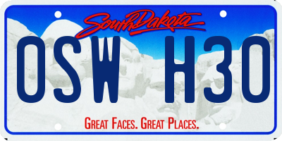 SD license plate 0SWH30