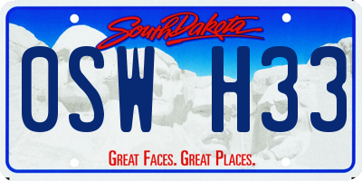 SD license plate 0SWH33