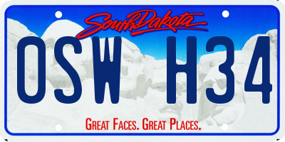 SD license plate 0SWH34
