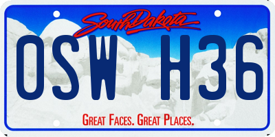 SD license plate 0SWH36