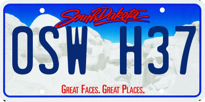 SD license plate 0SWH37