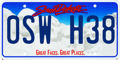 SD license plate 0SWH38