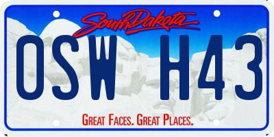SD license plate 0SWH43
