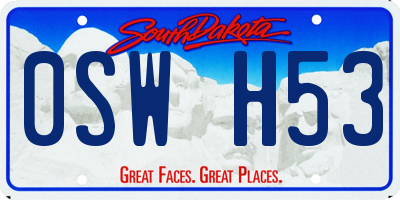 SD license plate 0SWH53