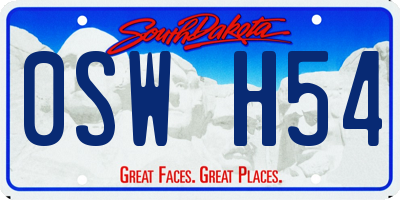 SD license plate 0SWH54