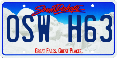 SD license plate 0SWH63