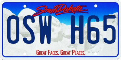 SD license plate 0SWH65
