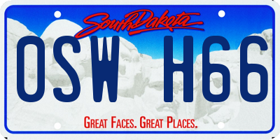SD license plate 0SWH66