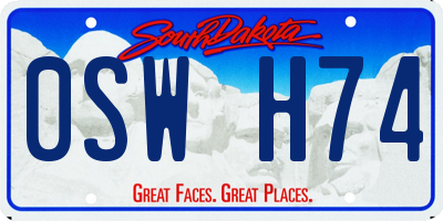 SD license plate 0SWH74