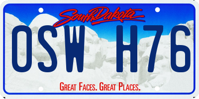SD license plate 0SWH76