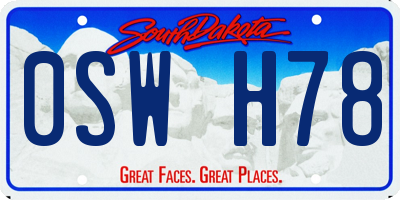 SD license plate 0SWH78
