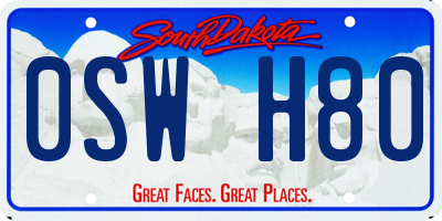 SD license plate 0SWH80