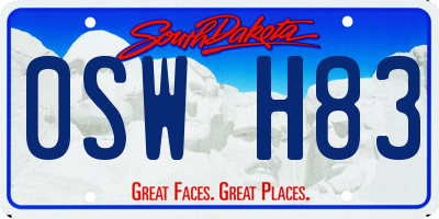 SD license plate 0SWH83