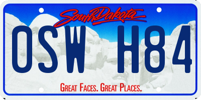 SD license plate 0SWH84