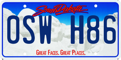 SD license plate 0SWH86