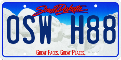 SD license plate 0SWH88