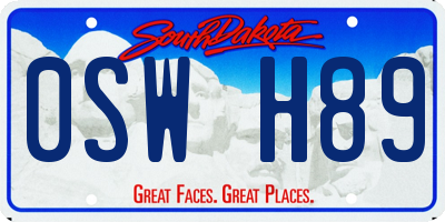 SD license plate 0SWH89
