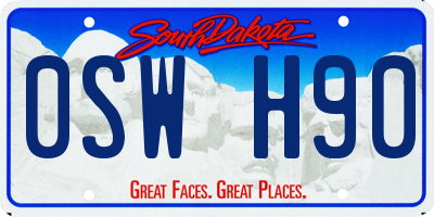 SD license plate 0SWH90
